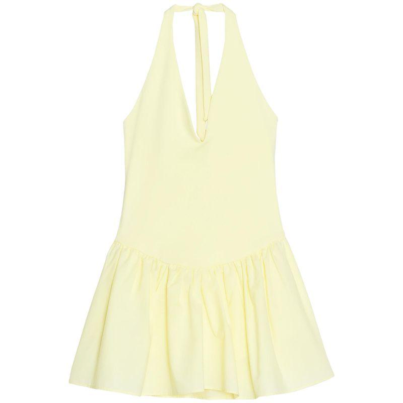 Zaprha 2025 New Sexy Seaside Vacation Style Bowknot Decoration Halterneck Patchwork Dress 0085338