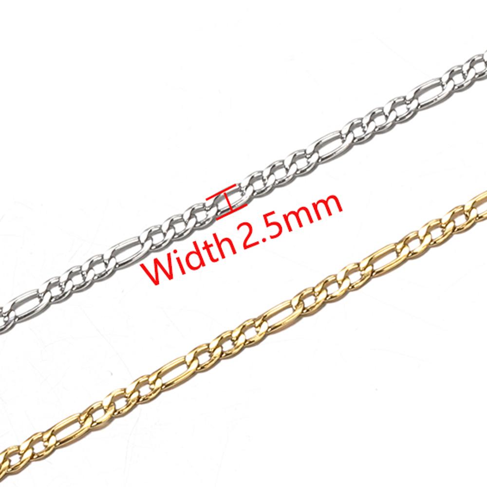 2Meters Stainless Steel Chain 2.5mm Flat Cuban NK 3:1 Gold Chains Curb Necklace Chain for Handmade Bracelet Jewelry Making DIY