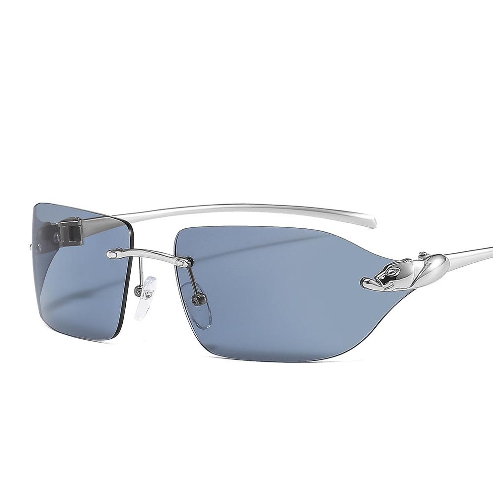 Metal Leopard Head Hot Rimless Sunglasses Colorful Fashion Retro Men and Women Sunglasses Metal