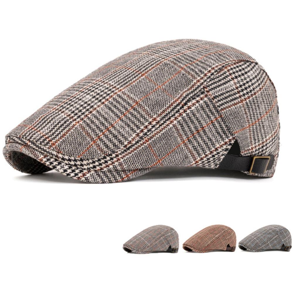 HT4815 Mens Berets Women Vintage Plaid Artist Painter Beret Hat Spring Autumn Caps Adjustable Ivy Flat Cap Male Female Beret Cap