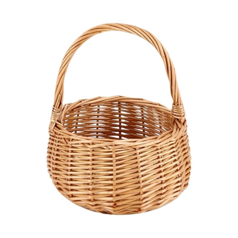 

Willow Container Handmade Wicker Basket With Ergonomic Handle Great For Bridal Accessories And Room Decoration