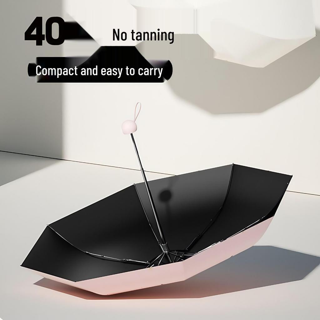 Compact 5-Fold Dual-Use Umbrella: UV Protection & Water Resistant Mini with Black Lining