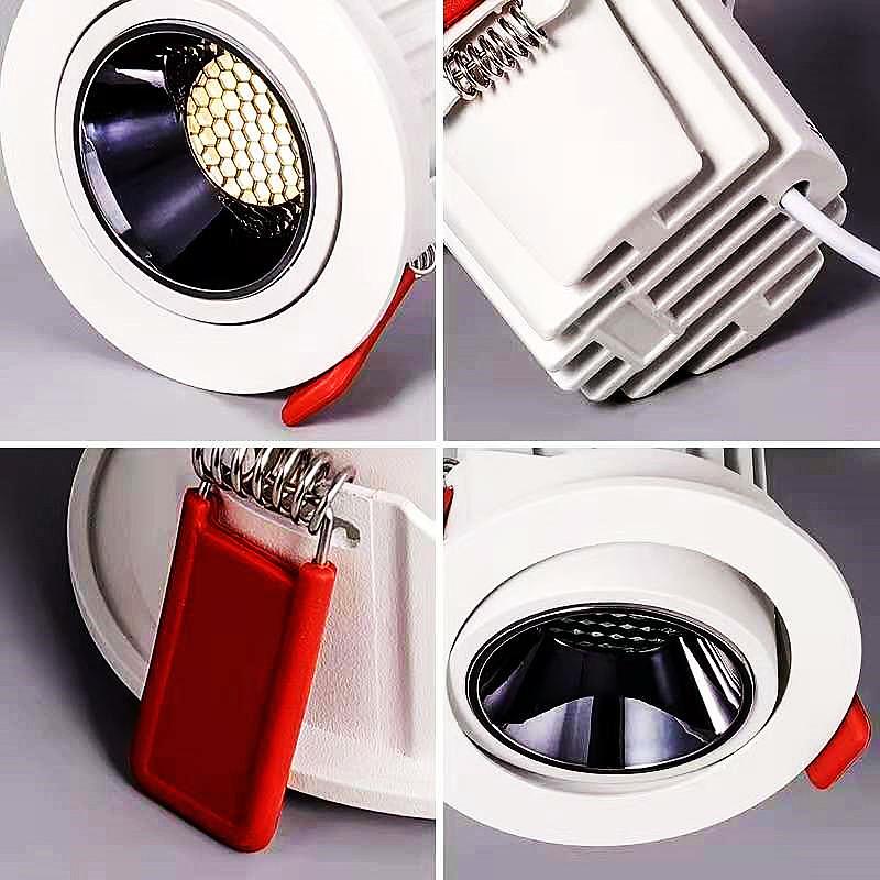 Round Angle Adjustable Anti Glare Recessed LED Downlight 9W 12W 15W 18W 24W 110V 220V Ceiling Kitchen Living Room Indoor