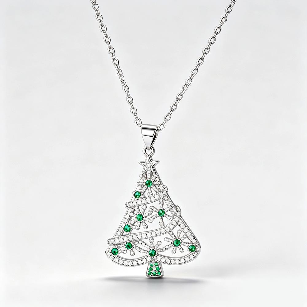 Christmas tree exquisite hollow niche necklace women, Christmas European and Korean ornaments, snowflakes and flowers