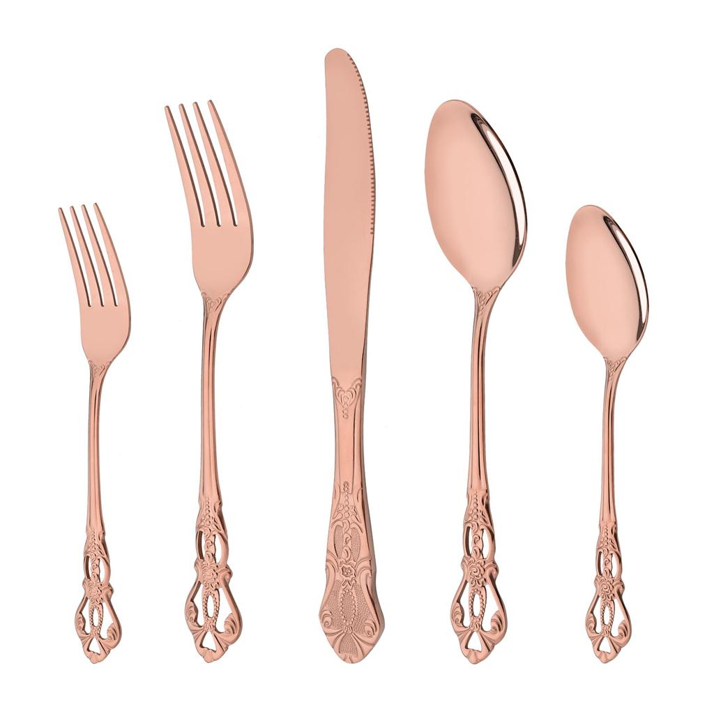 5pcs/set Rainbow Tableware Set Stainless Steel Dinnerware Royal Knife Dessert Fork Spoon Flatware Cutlery Set Western Silverware Set for 1