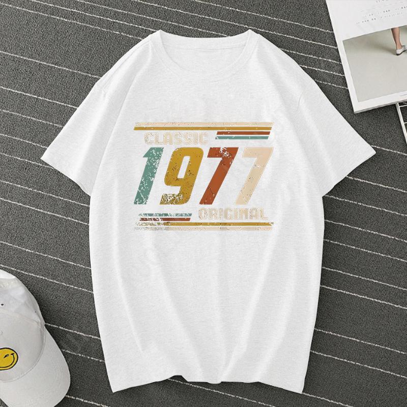 Neuheit Super Vintage Klassischer 1977 Druck Herren T-Shirts Streetwear Kurzarm Geburtstagsgeschenke Sommer Stil T-Shirt Herren Kleidung