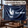 Custom Name Flannel Throw Blanket France National Football Team Pattern Warm Home Decoration