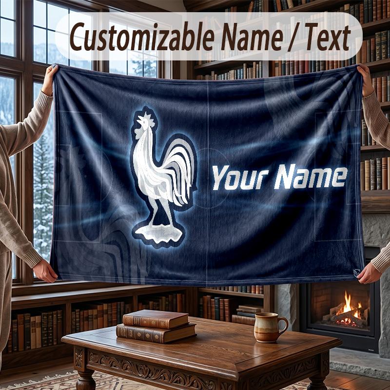 Custom Name Flannel Throw Blanket France National Football Team Pattern Warm Home Decoration