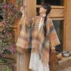 Ethnic Style Wavy Pattern Sleeved Knitted Shawl for Women in Autumn and Winter Thickened and Warm