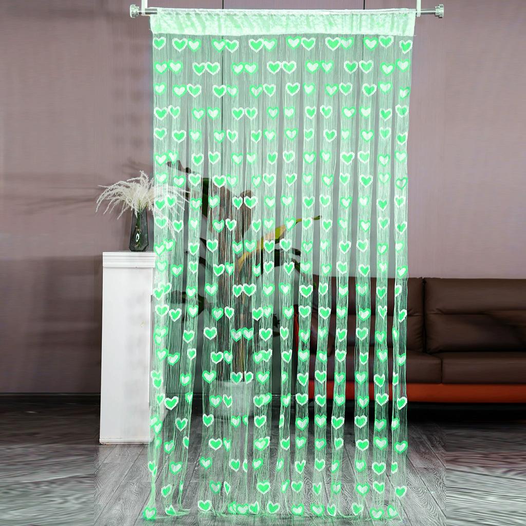 100*200cm Tassel Two-Color Heart-shaped Curtain Romantic Loving Heart String Sheer Curtains for Home Living Room Bedroom Curtain