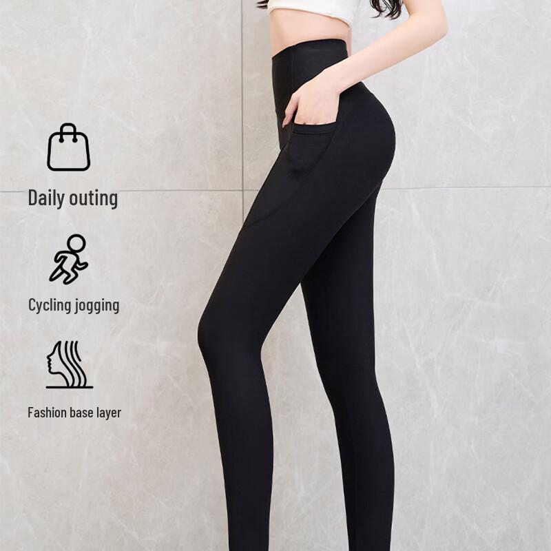 LANGSHA High-Waist Slimming Yoga Shark Pants with Pockets