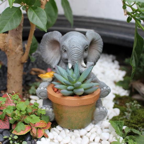 Härlig elefantblomkruka Handgjord hartsplanta Kruka Dekorativ saftigväxtkruka för Hem Rum Trädgård Balkong Kontor