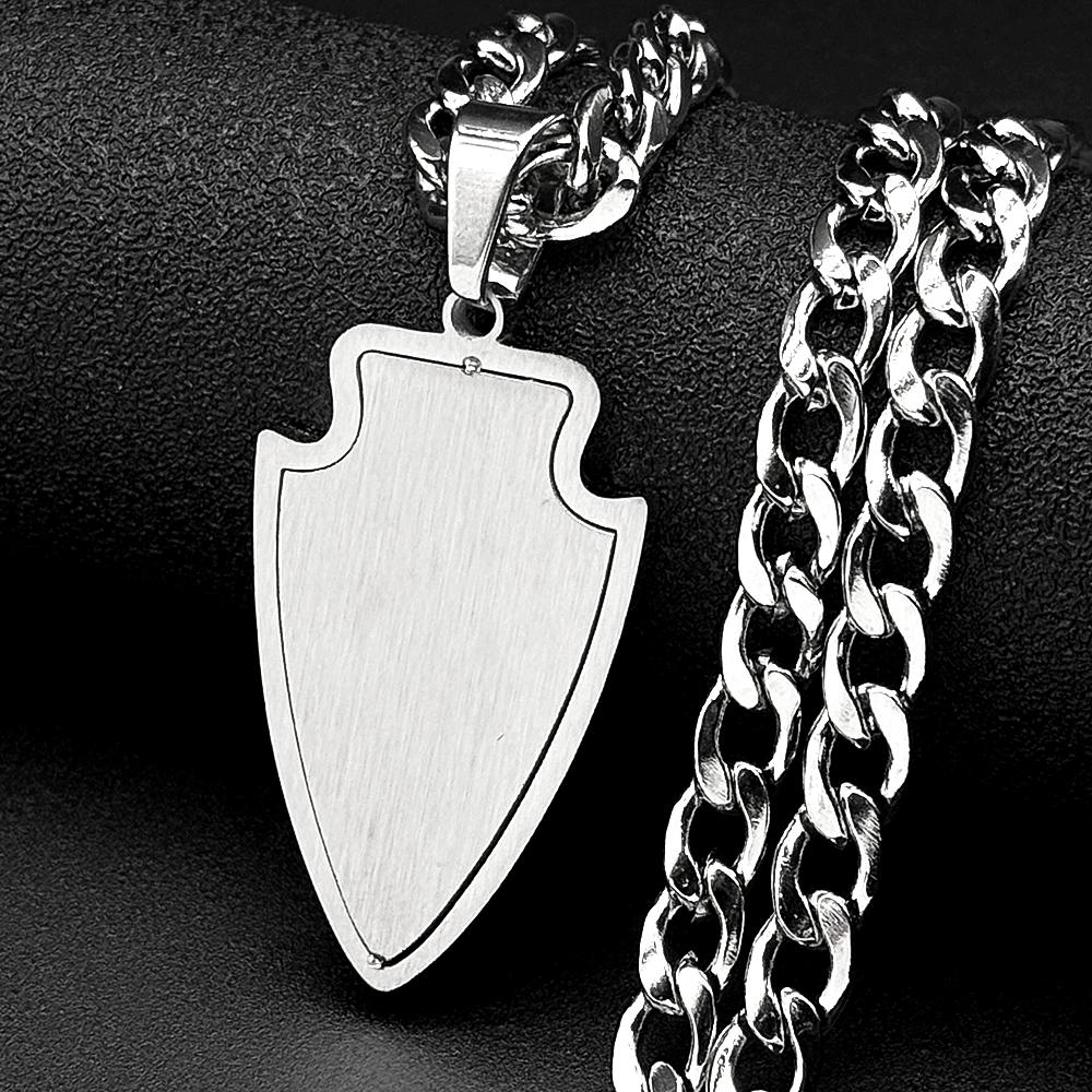Knight Arrowhead Shield Pendant Necklaces for Men Stainless Steel Gold Silver Color Hip Hop Male Chain Necklace Jewelry Gift