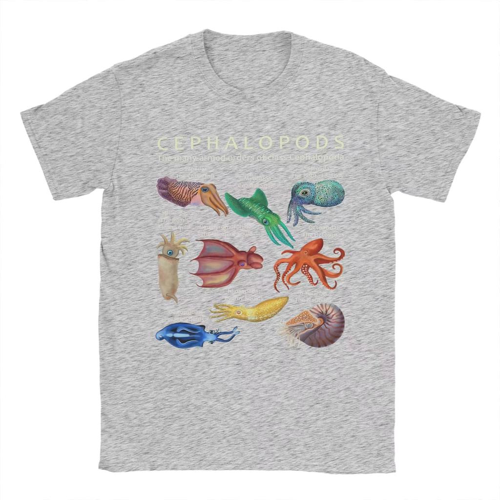 The Cephalopod Octopus Squid Cuttlefish and Nautilus T Shirt for Men Pure Cotton Amazing TShirt Round Neck Tees Tops Idea Tees