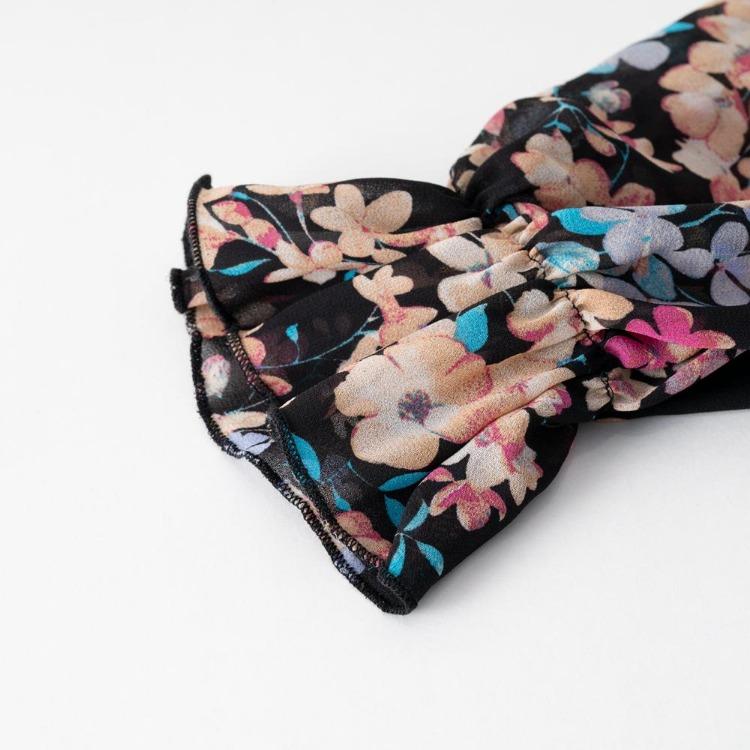 Autumn Women Blouse Floral Half High Neck Sleeve Lantern Tops Temperament Commuter Fashion