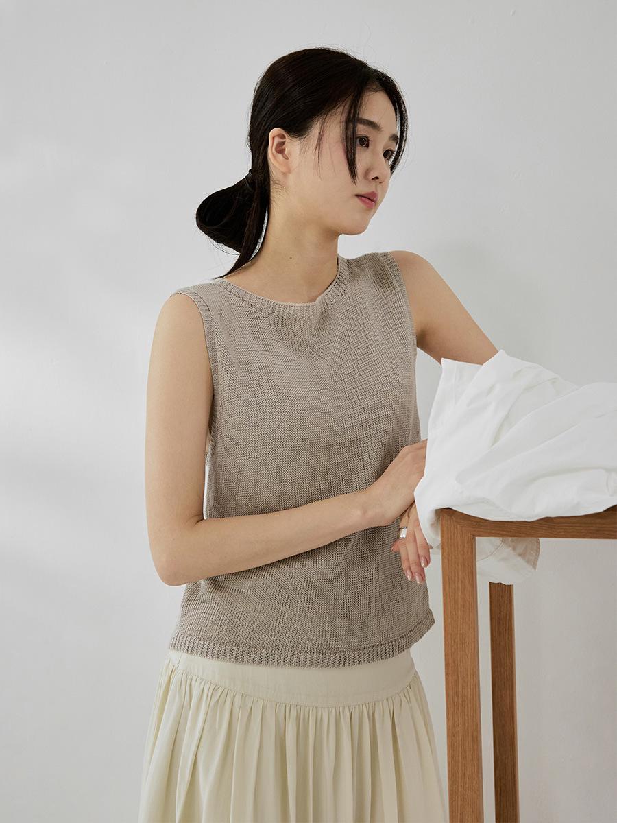 Shi Jian Spring Knit Vest - 8 Colors, 100% Pure Linen, Breathable, Round Neck One Size легкие хаки