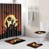 Halloween Shower Curtain Floor Mat Combination Four-Piece Set Bathroom Toilet Carpet Shower Room Foot Mat