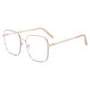 2PCS Women's Large Frame Square Glasses High-definition Flat Lens Metal Frame Trendy Fashionable Eyewear