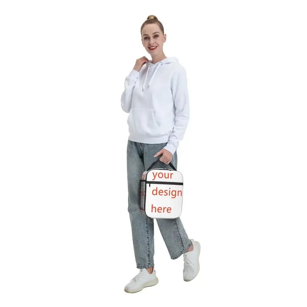 Customized Your OWN Design Insulated Lunch Bag Portable DIY Photo or Logo Meal Container Cooler Bag Tote Lunch Box