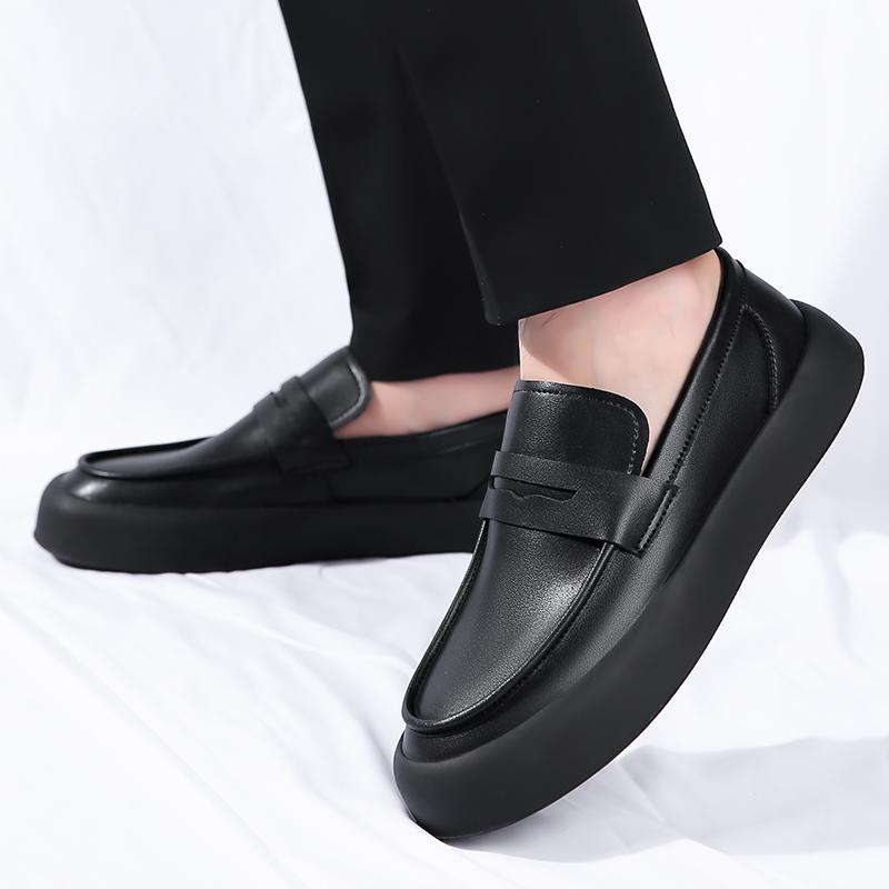 Men Leather Businenss Loafers Handmade Shoes Non-slip Man Flats Driving Walking Men Soft Luxury Youth Versatile Casual Low Shoes