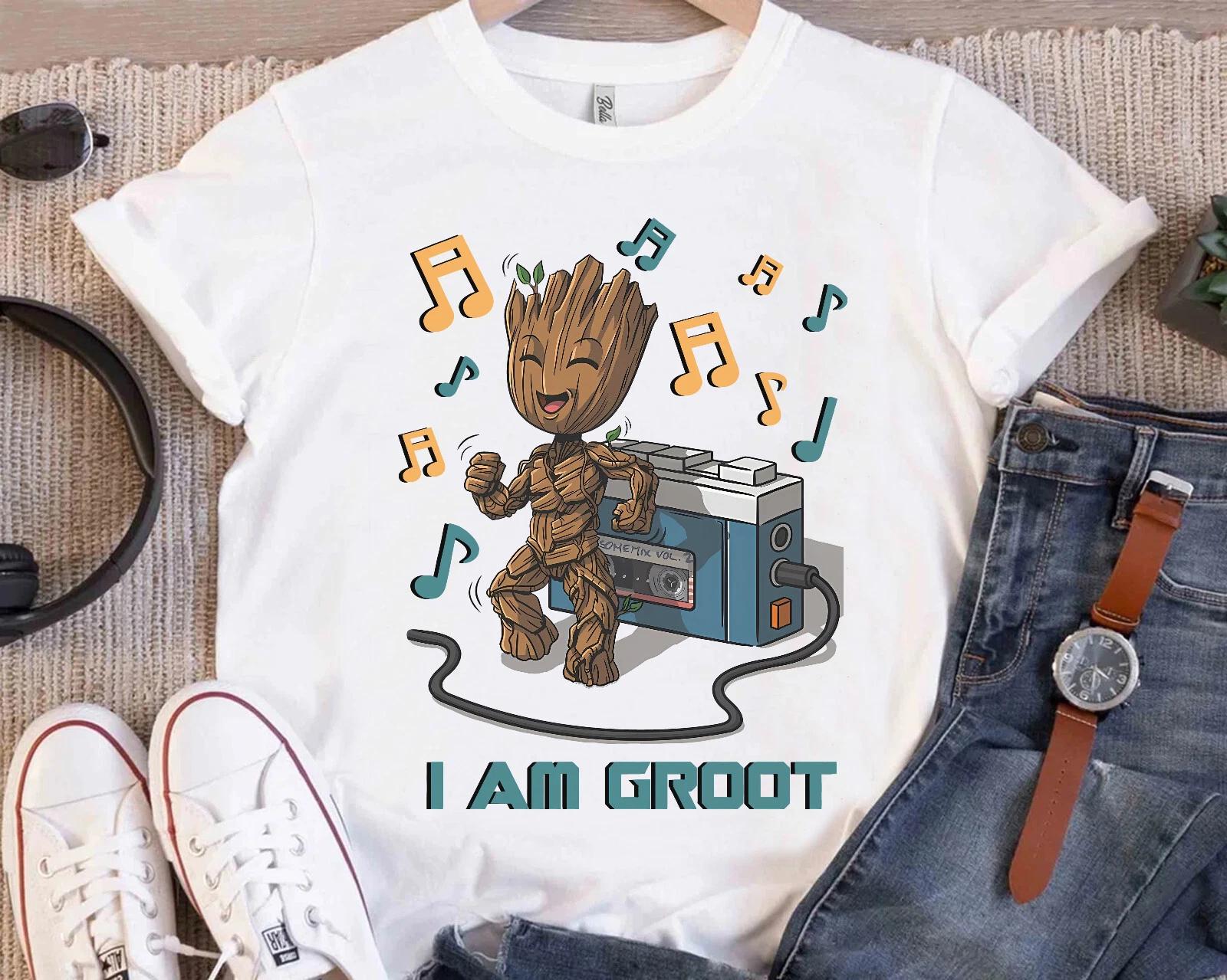 Футболка Marvel Я есть Грут Стражи Галактики, Ретро Милый Грут Унисекс Взрослый Детский Футболка 250904 S