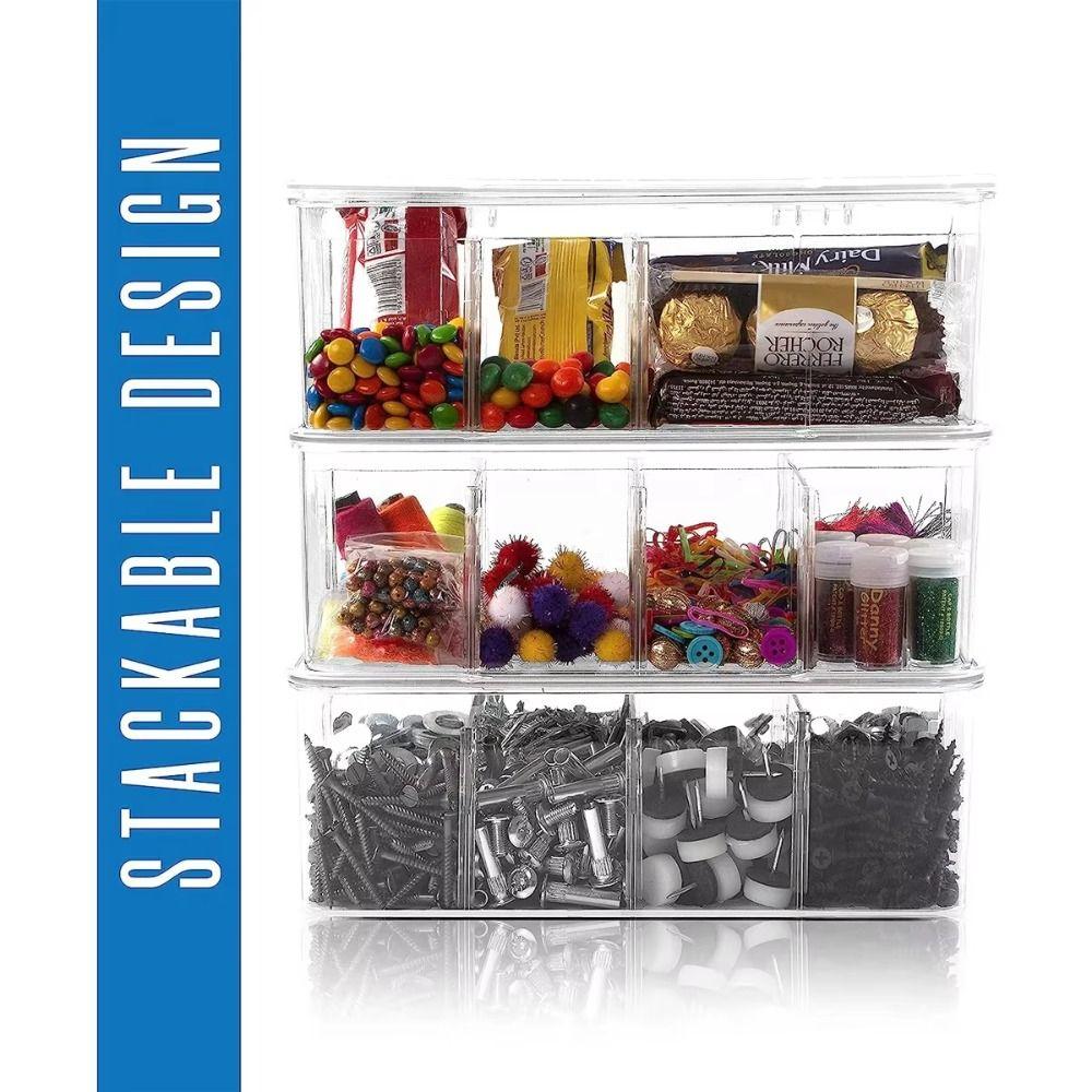 Organizer Coffee Bag Compartment Box with Lid Transparent Flip Top Storage Box  Seasoning
