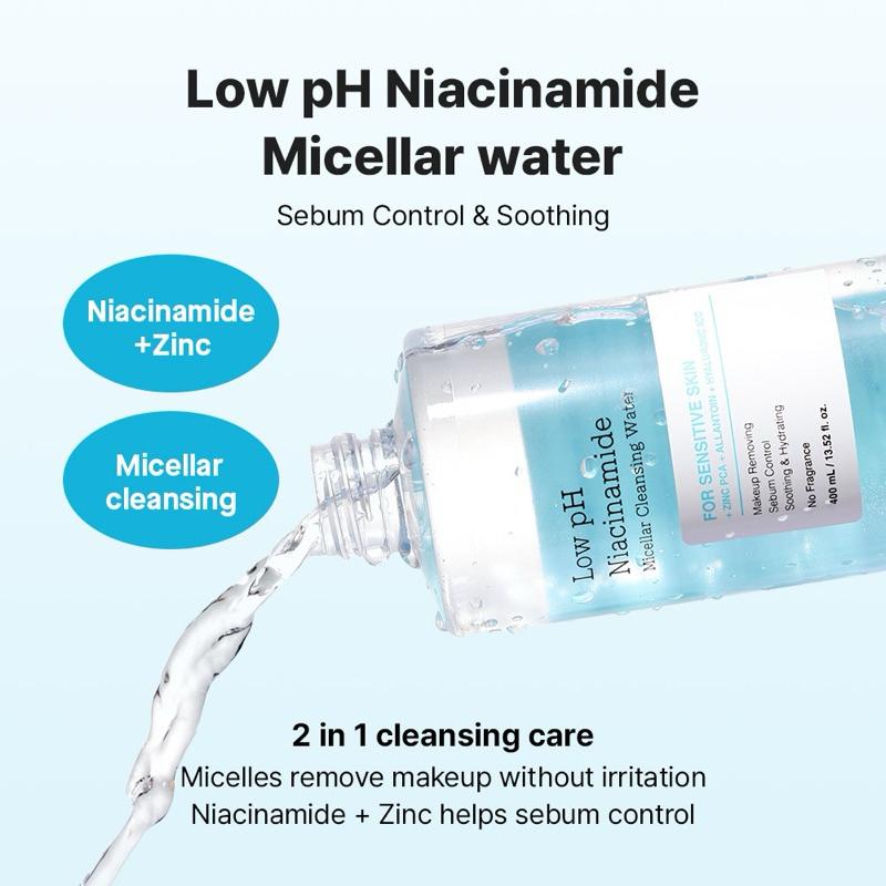 

COSRX Low pH Niacinamide Micellar Cleansing Water 400ml + RANDOM GIFT