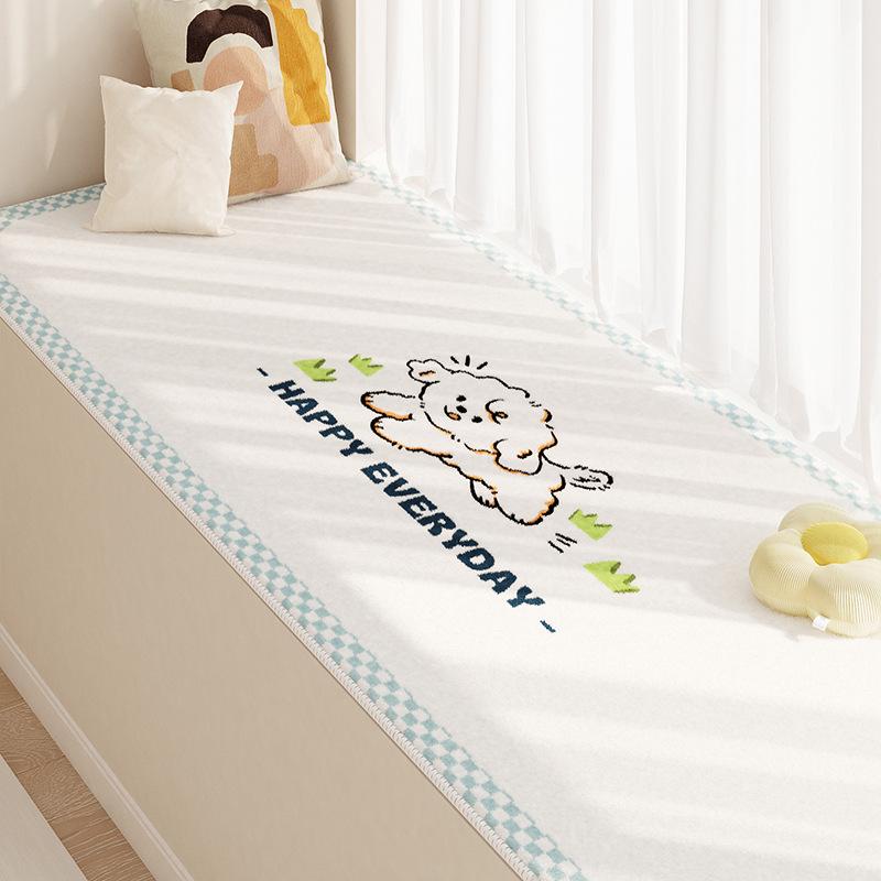 2024 Cartoon Velvet Bay Window Mat: Waterproof, Dirt-Resistant, Four-Season Use