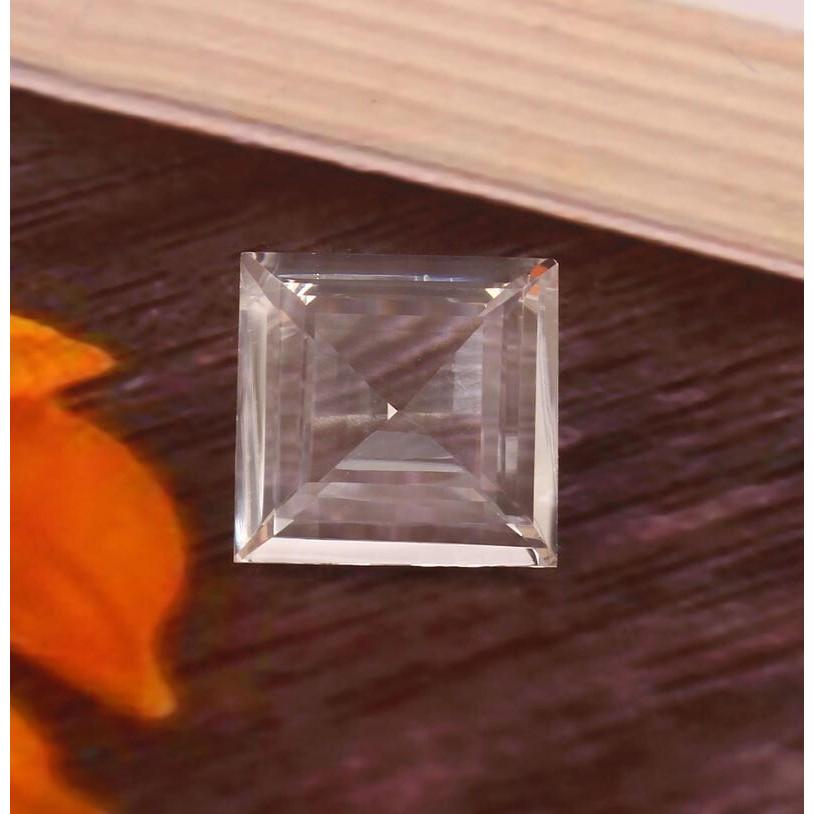 AAA Flawless 14x14 Heated Ceylon White Sapphire Square Cut Loose Gemstone