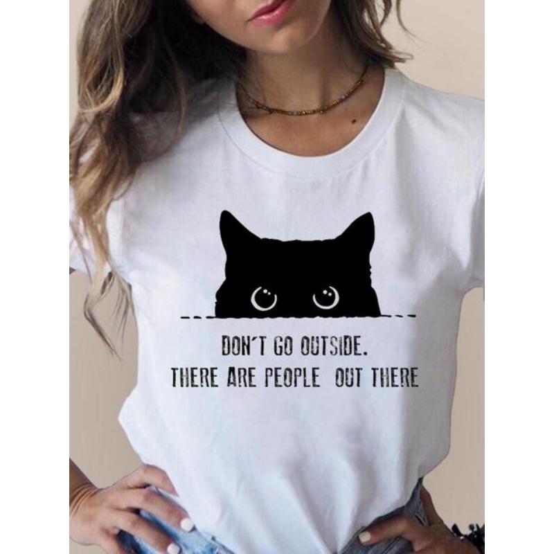 Imprimat T Moda 3D Pisică Tendință minunată Îmbrăcăminte pentru femei drăguță Haine cu mânecă scurtă Tricouri de vară Tricou grafic pentru femei