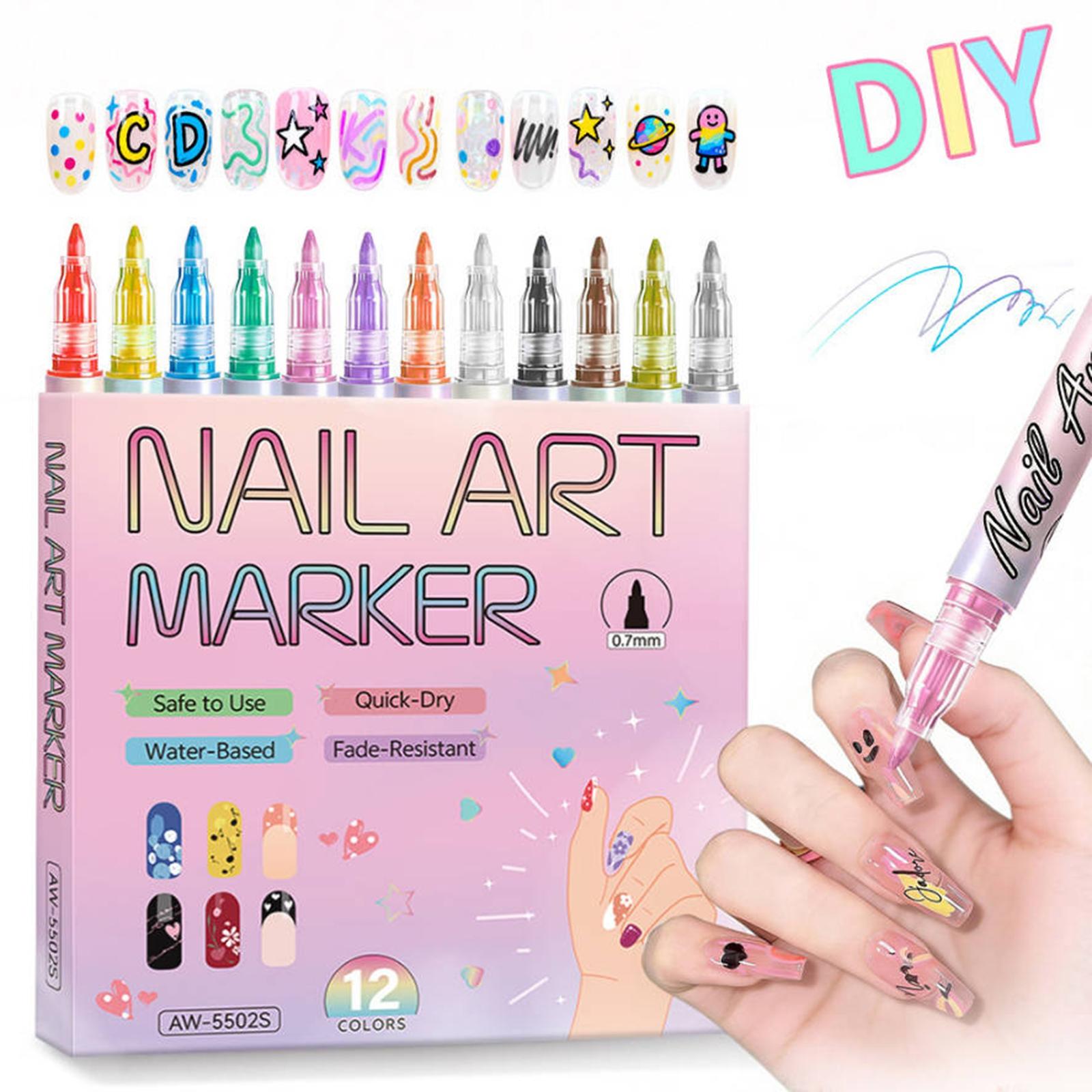 Nail Pen  Painting And Outlining Pen  0.7mm Nail DIY Quick-drying Pen  Colorful Painting And Outlining Nail Pen 30ML One Size