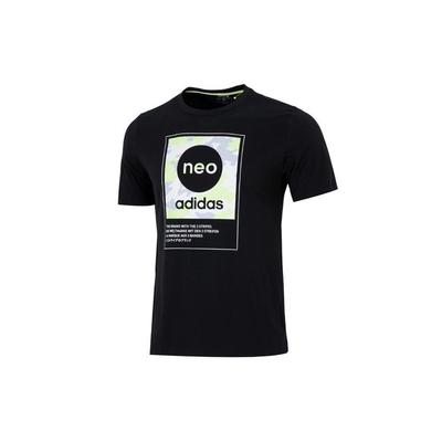 Neo Casual Round Neck Large Logo T-Shirt Men Tops Black HC9712