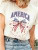 Women's Retro Flag Graphic Print T Shirt, Crew Neck Classic Casual Short Sleeve Daily Stylish Tops for Spring & Summer