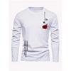 Herren langärmliges rundhalsiges lockeres lässiges T-Shirt-Oberteil mit Rosen-Buchstaben-Aufdruck für Frühling und Herbst, vielseitig