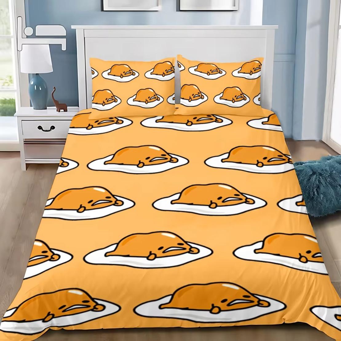 

Funny Lazy Egg Duvet Cover Pillowcase,G-Gudetama Bedding Set Adult Boy Girl Bedroom Decoration Single Double Large Size 135x200cm-2pcs