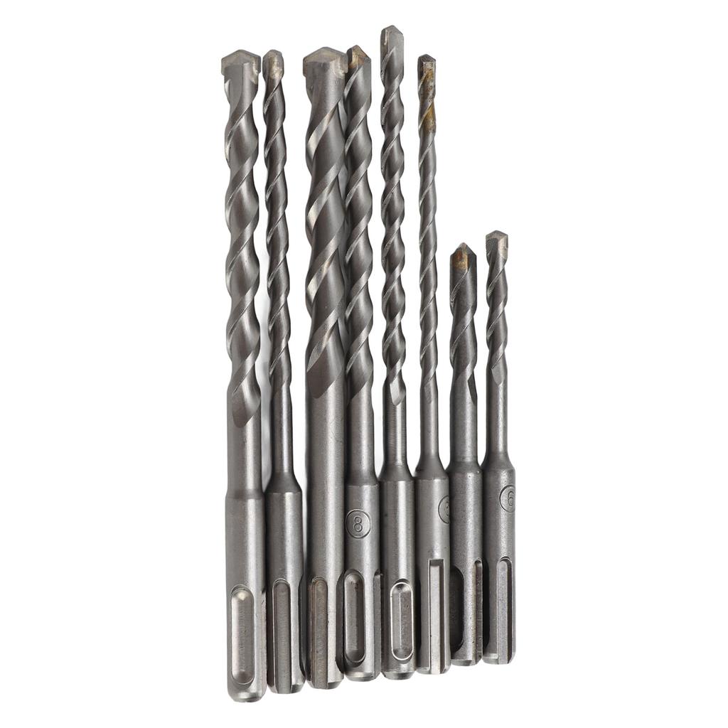 8Pcs Hammer Drill Bit Carbide Tip 2 Flute Drilling Tool Set Kit for Concrete