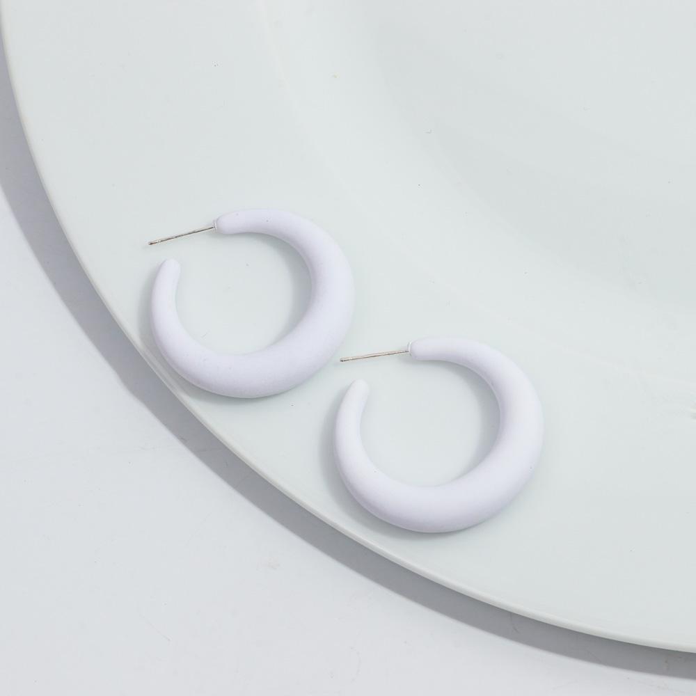Korean Frosted Acrylic C-Shape Hoop Earrings for Women Resin Geometric Candy Color Circle Earrings 2025 Fashion Jewelry Gifts