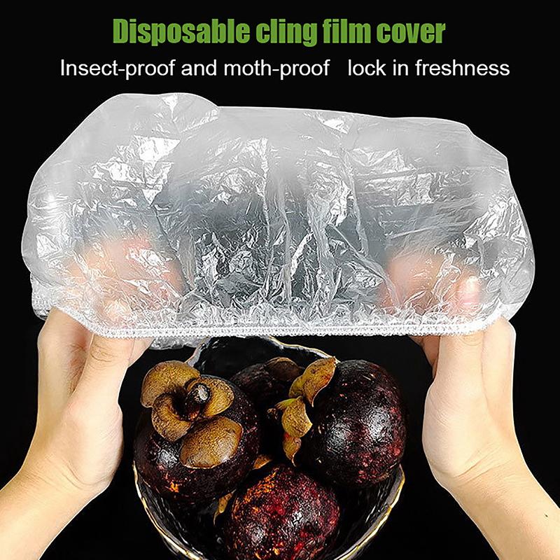 50Pcs Disposable Food Cover Kitchen Packaging Storage Bags Plastic Elastic Wrap Food Covers Fresh-Keeping Lid Plate