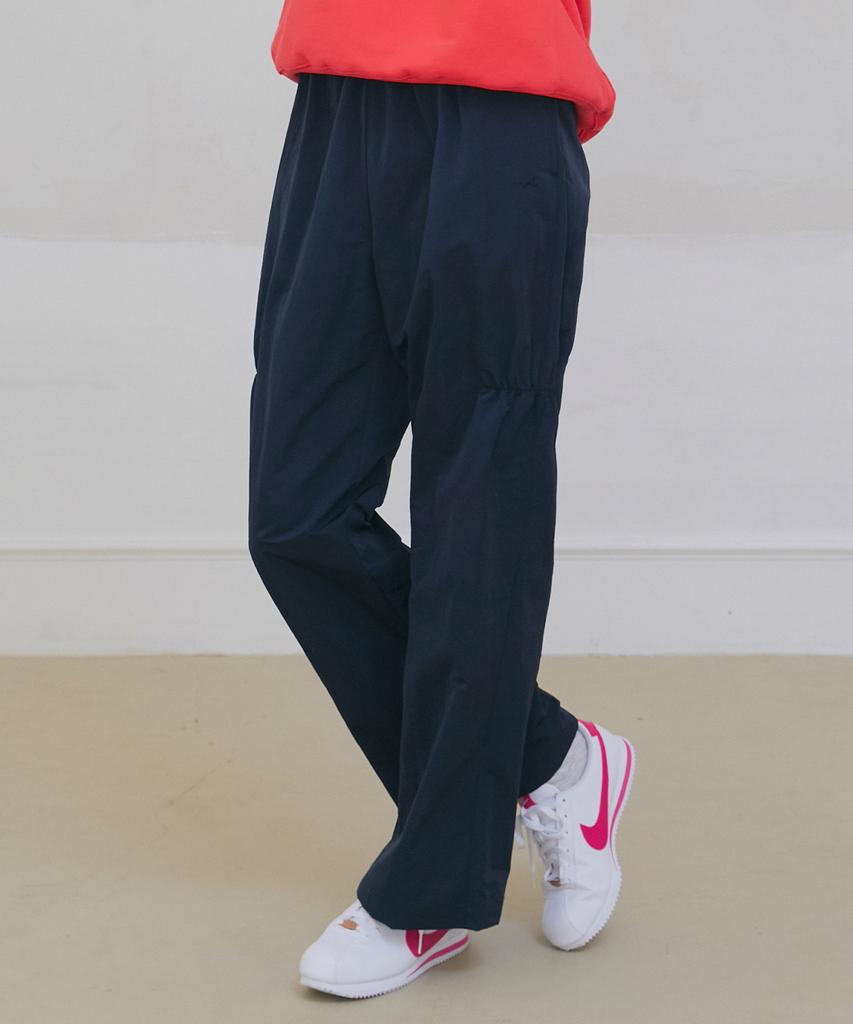 POEV Shirring Nylon Straight Pants - Navy