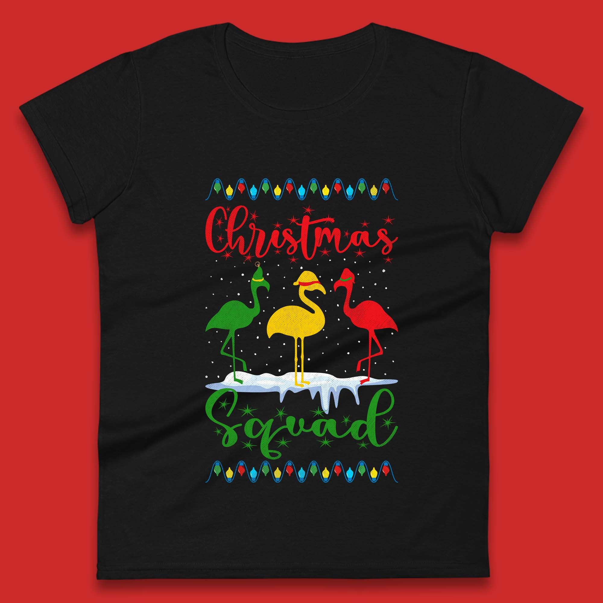 Christmas Flamingos Squad Womens T Shirt Mens Tops Tees Unisex L