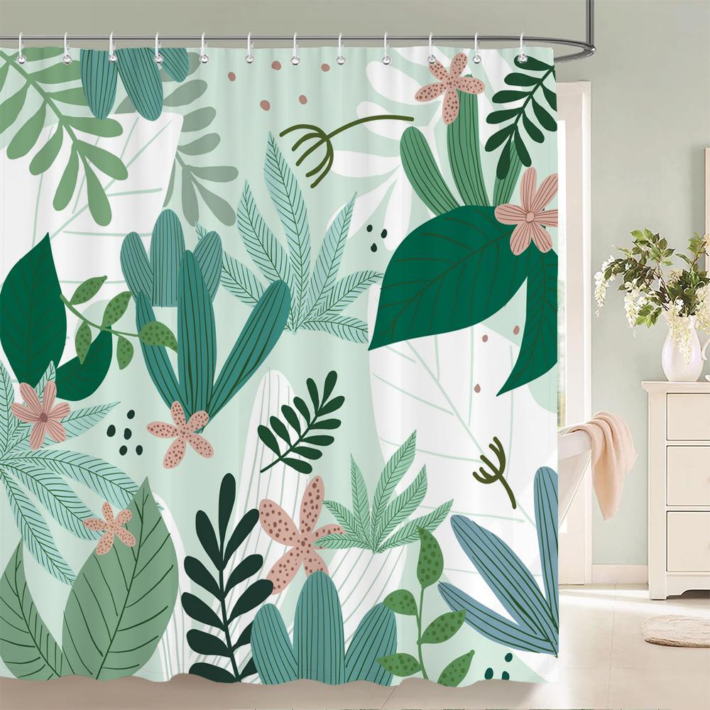 Colorful Beautiful Flowers Bath Curtain Waterproof Fabric Shower Curtains Floral Rose Printing Bathroom Screen Decor with Hooks