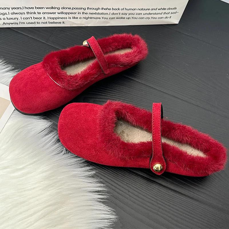 

Меховые леопардовые женские балетки на плоской подошве замшевые элегантные мокасины женская обувь 2025 тренд зимние сексуальные туфли Мэри Джейн неглубокие сандалии 40 красный