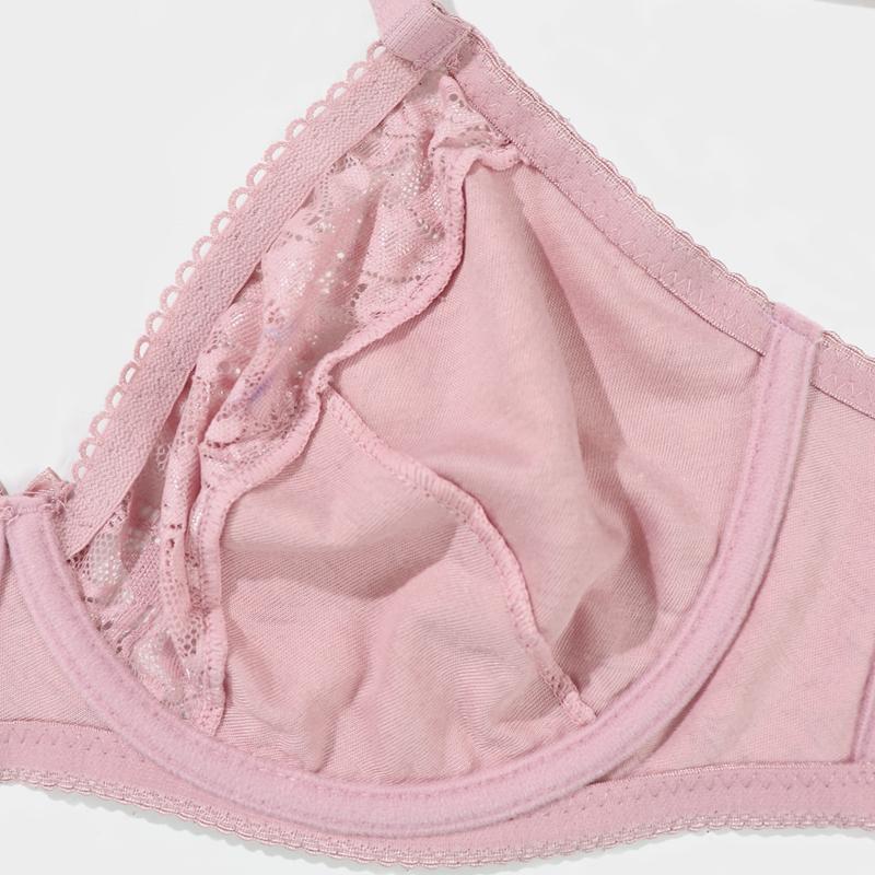 Damen-BH in Übergröße, volle Abdeckung, ultradünn, atmungsaktiv, mit einlagigem Cup, sexy Spitzen-Splice-Bügel, French Romance