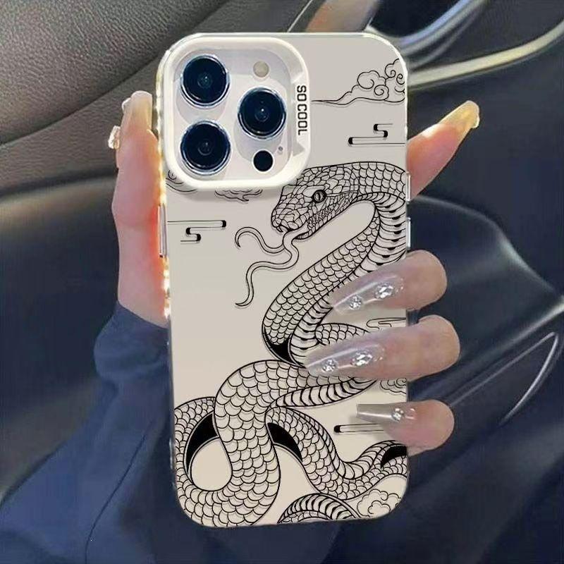 Line Black Snake for Apple 16PROMAX Mobile Phone Case iPhone15 Snake Year 14 Men and Women 13 Anti-drop 12/xr