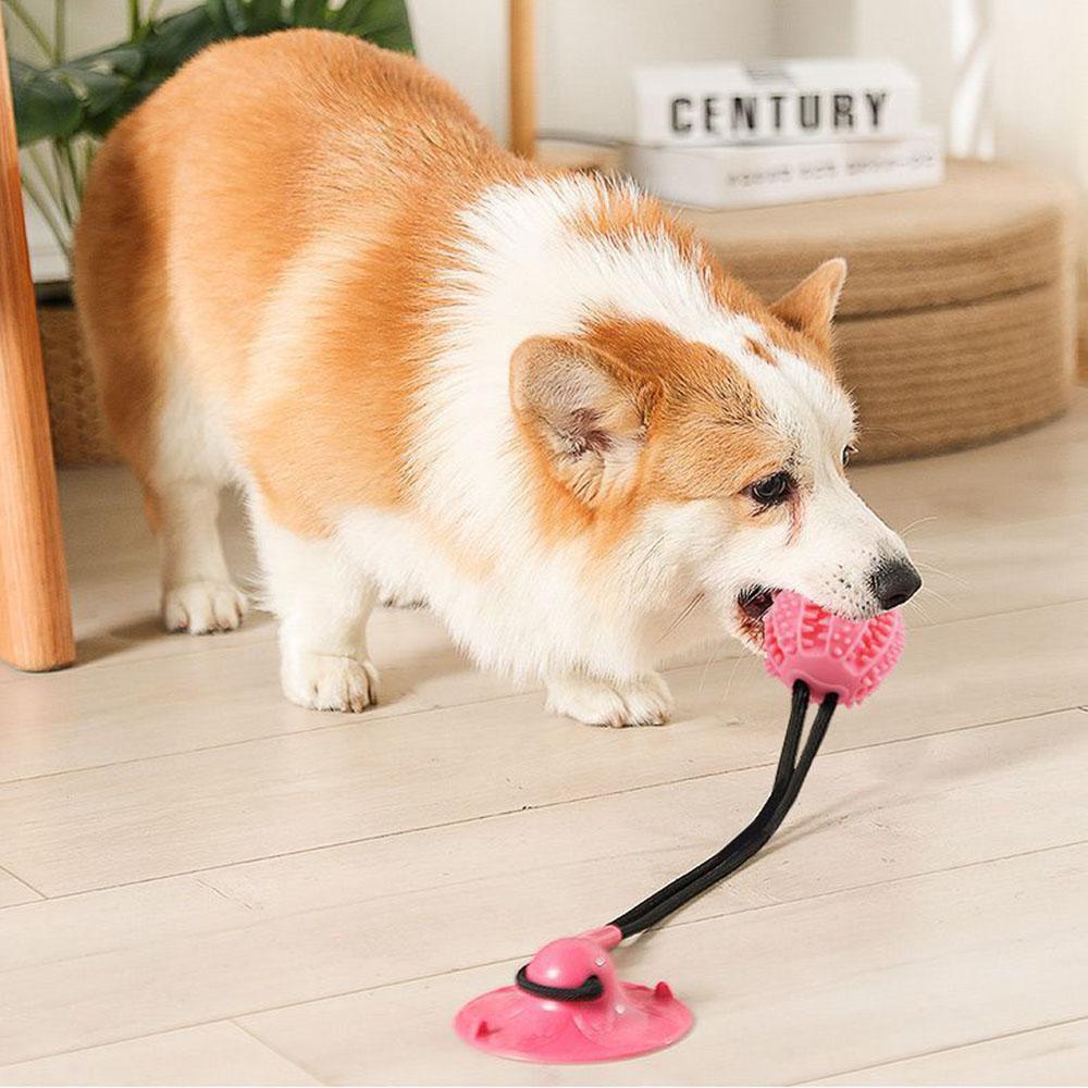 Interactive Dog Chew Toy with Suction Cup Puppy Training Treats Food Dispensing Toothbrush Pet Teeth Cleaning Rope Toys designed for Dogs