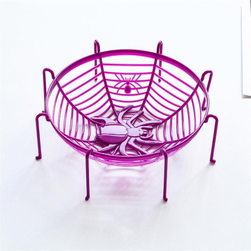 4Pcs Halloween Spiderweb Basket Large Candy Bowls Plastic Sweets Basket Fruit Plate Party Candy Holder Bowls Enduring