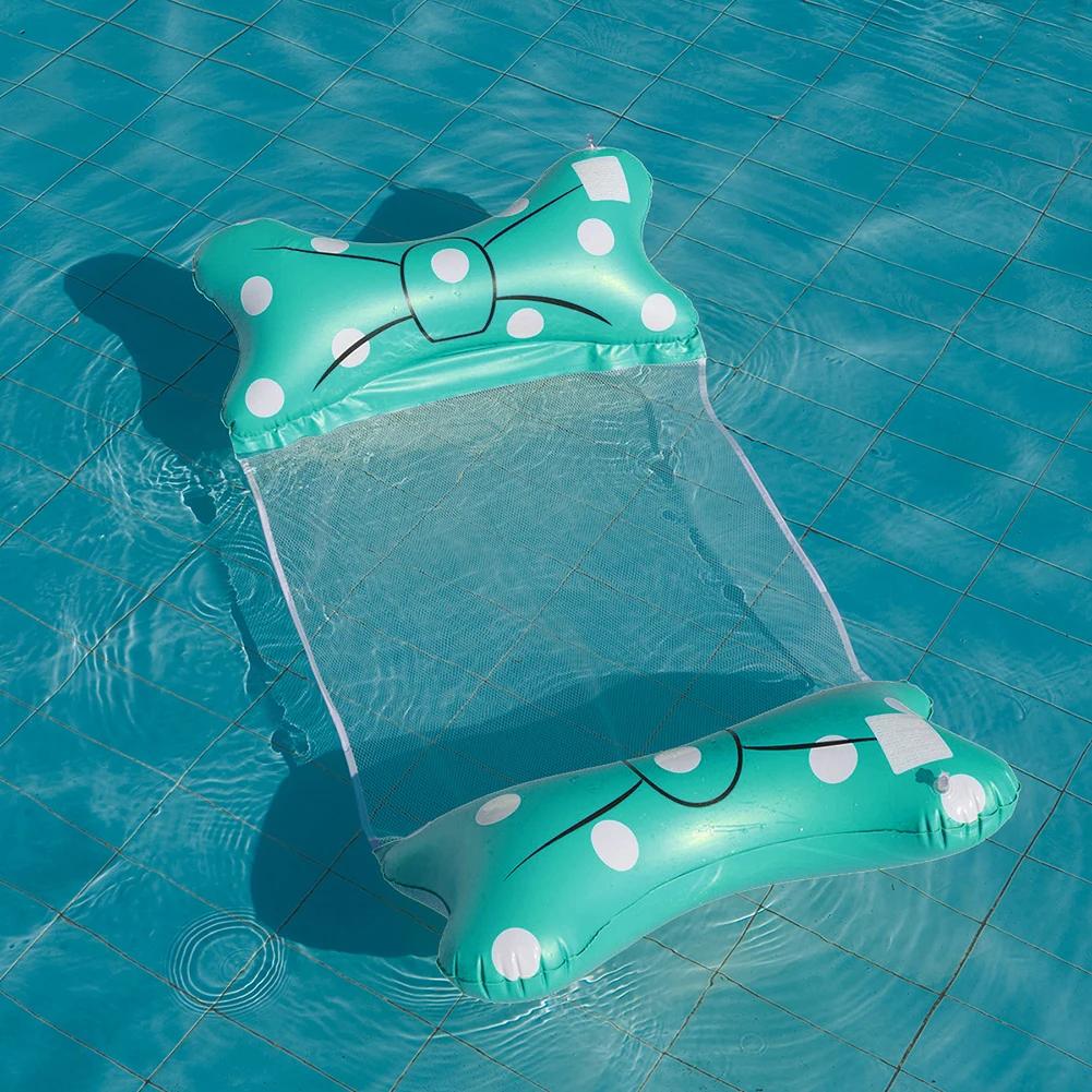 Floating Water Hammock Foldable Float Lounger Inflatable Pool Mat Floating Bed Chair Swimming Air Mattress Pool Accessories