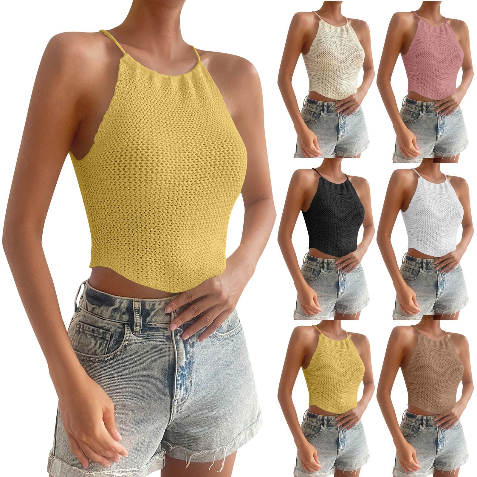 

Майка для женщин, модные сексуальные летние топы, укороченный жилет с круглым вырезом, укороченный топ без рукавов