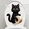 Cute Black Cat Toilet Paper Toilet Sticker Bathroom Toilet Cover Waterproof Sticker Wc For Home Decoration Transparent  Decals S633
