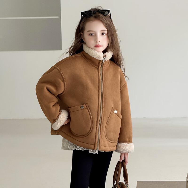 Girl's Faux Suede Fleece Lined Winter Coat